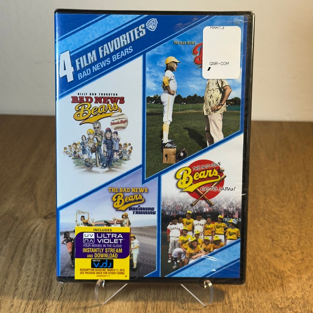 Warner Bros The Bad News Bears 4 Film Favorites DVD New Blue Case Baseball Set